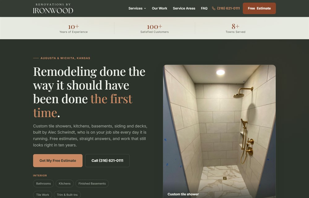 Renovations by IronWood website homepage