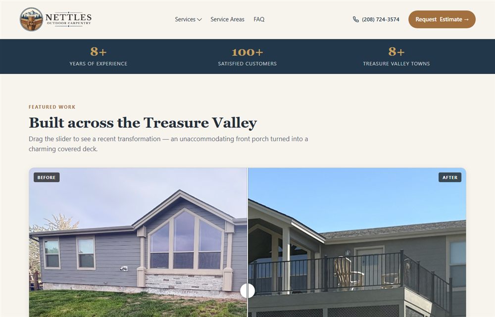 Nettles Outdoor Carpentry website homepage